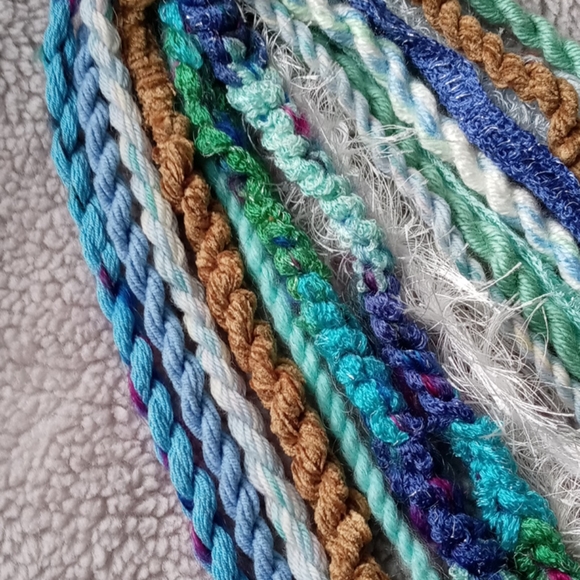 Blue Green Tan Cream Earthy Yarnfall - Picture 3 of 10